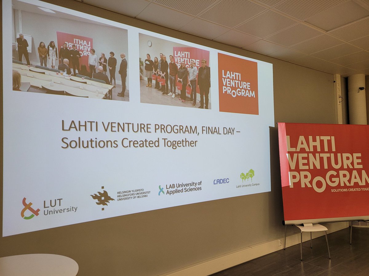 _TeroRantala_'s tweet photo. Every great journey has its final. Exciting day ahead 🤩💯 The final day of #LahtiVentureProgram 2022. This year a total of nine student teams participated and provided great solutions to given company challenges. @UCLahti @UniLUT #LUTEng @helsinkiuni #Ladec https://t.co/hL4PrYGx19