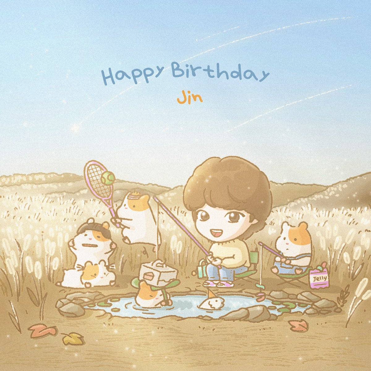 Guess what I'm fishing for? It's love and happiness for you💕 #Happy_Jin_Day🐹 #TinyTAN