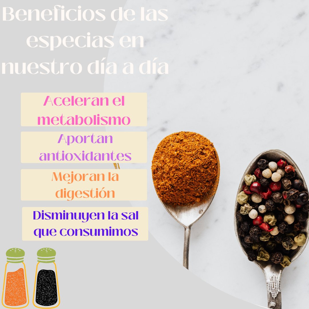 leilacosta_uib's tweet photo. ¡Buenos días!
¿Os gustan las especias? ¿Las introducís en vuestro día a día? Yo creo que es una buena forma de "adornar" alimentos que quizá nos cuesta más comer.

Feliz jueves 😁

@EFsaludable_UIB #22121_UIB https://t.co/b7vjxpVCjs