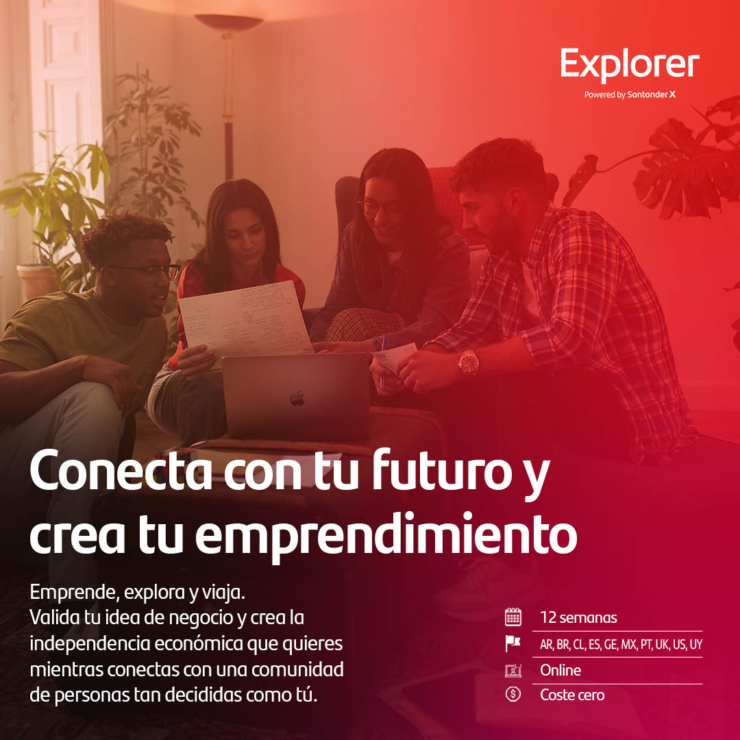 UNavarra's tweet photo. ¿Tienes entre 18 y 31 años y quieres conectar con tu futuro? Apúntate al programa #ExplorerByX de @ExplorerByX y @SantanderX para experimentar el emprendimiento como opción profesional. Solicita ya tu plaza en: https://t.co/o05cXuhtrK
#exploreralumni #comunidadexplorer https://t.co/pgAMLTquZN