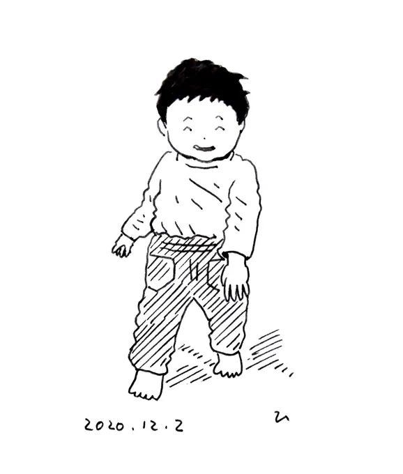 2年前の12月。ズボンを前後ろ逆に履く息子、体を張ったかくれぼする娘、初雪、年末日記。 