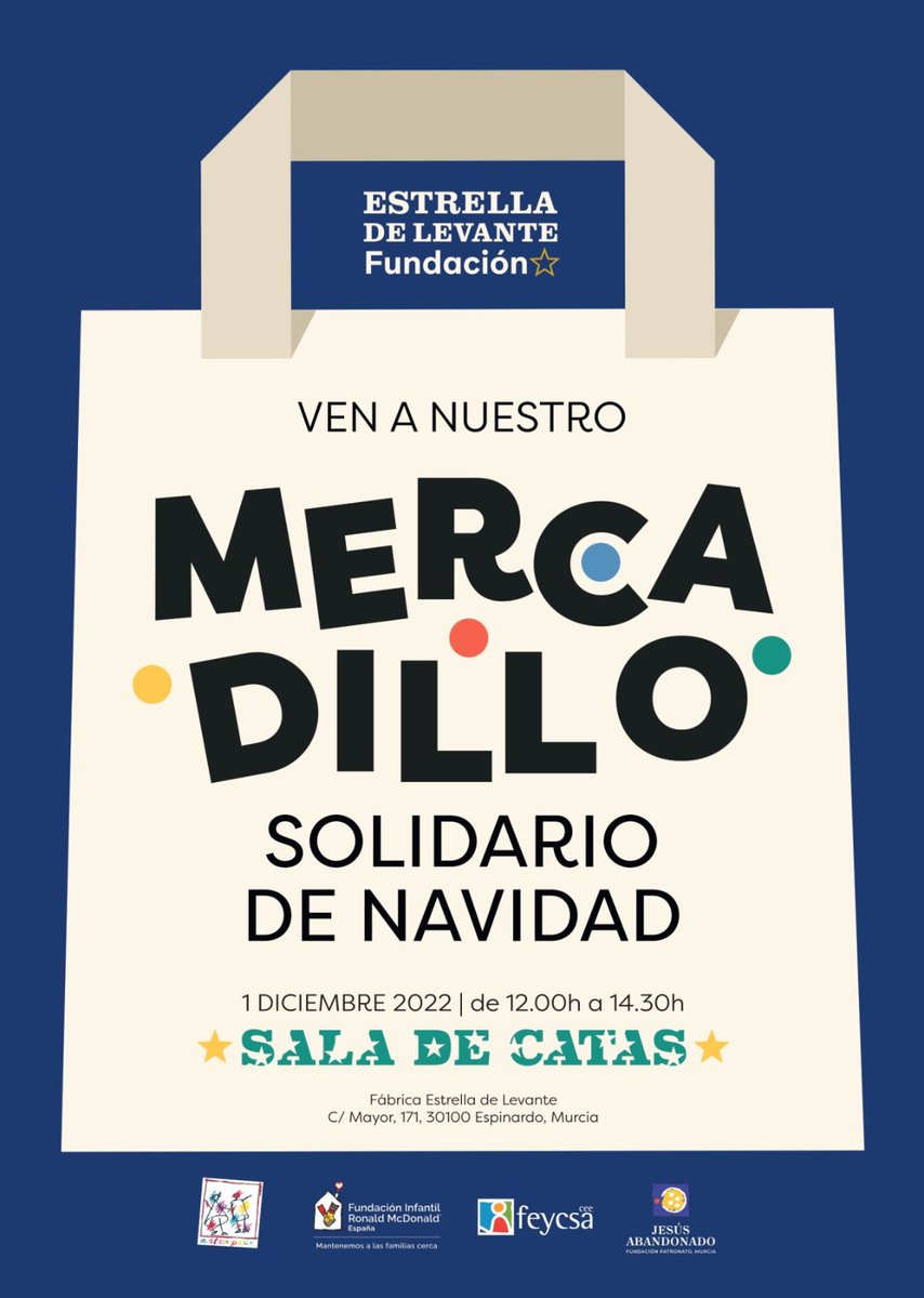 MurciaNoticias's tweet photo. SOLIDARIDAD | ¡Hoy es el día! @FEstrellaLevan celebra su mercadillo solidario de navidad
‼️El evento comenzará a las 12 del mediodía y se alargará hasta las 2 y media de la tarde. La ubicación será la Sala de Catas de la Fábrica de @estrellalevante
https://t.co/Eo9V49087U https://t.co/2vESJOlT9y