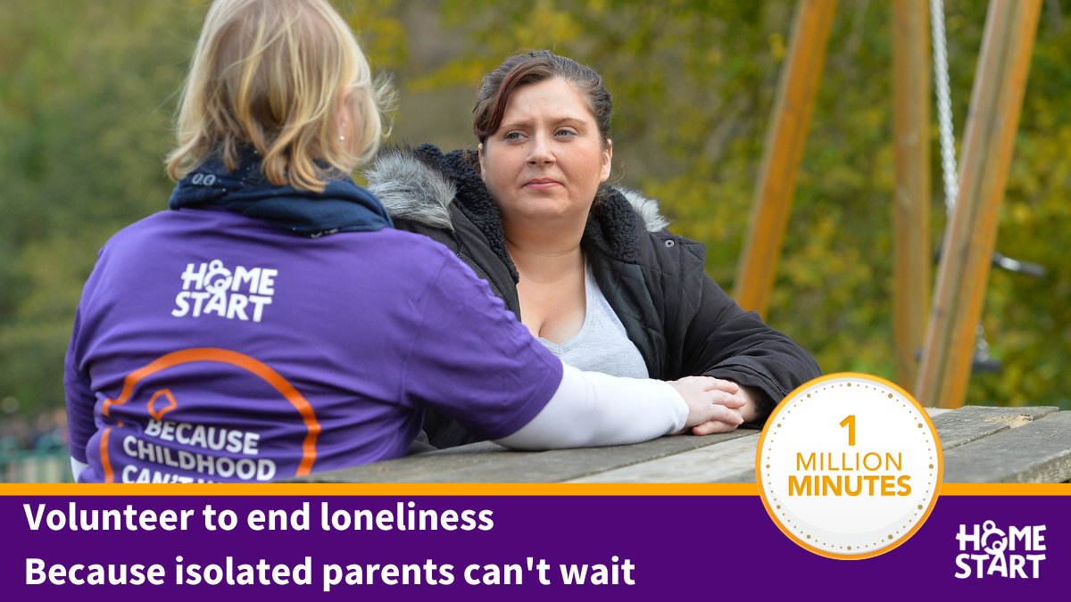 Will you pledge your time to help end loneliness? This year, Home-Start is part of the @gmb #1MillionMinutes campaign, asking the nation to donate their time to make a difference. 
Families need your support. Pledge now: home-start.org.uk/1millionminutes 
#HomeStartVolunteer