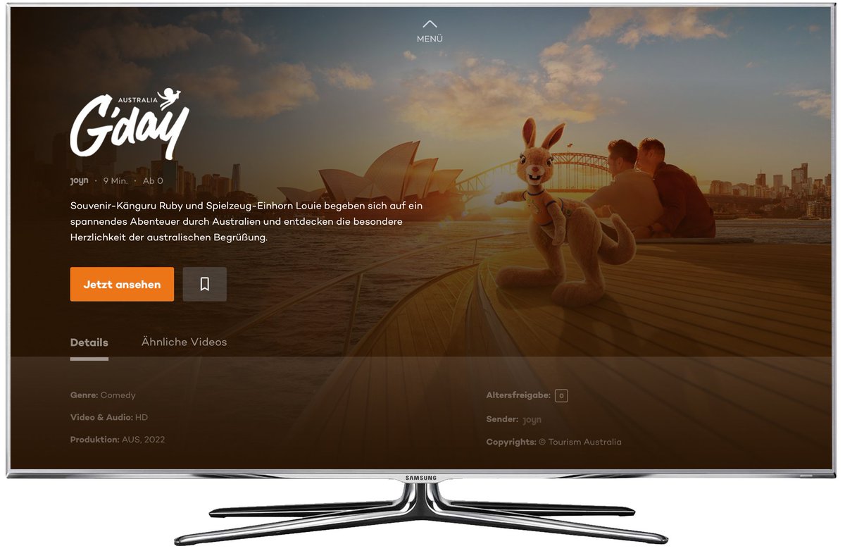 P7S1Group's tweet image. Für Tourism Australia hat #SevenOne Media eine medienübergreifende Image-Kampagne kreiert, die auf die Reichweiten von #Streaming &amp;amp; #TV setzt. Die Integration des Kurzfilms „G’Day – Der Kurzfilm“ auf #Joyn wird flankiert durch co-branded TV-Spots auf ausgewählten Sendern.