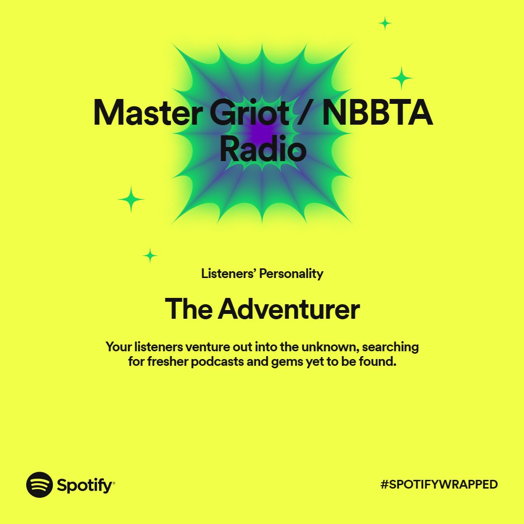 What’s @mastergriotradio's listeners personality?  #SpotifyWrapped #2022PodcasterWrapped wrappedforpodcasters.byspotify.com/api/share/f1cd…