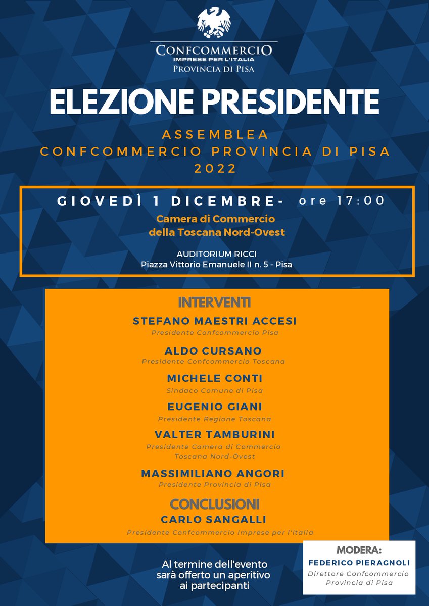 ConfcommercioPi's tweet photo. assemblea #elezione nuovo presidente giovedì 1 dicembre. Noi siamo pronti! https://t.co/kUpmyZS3h3