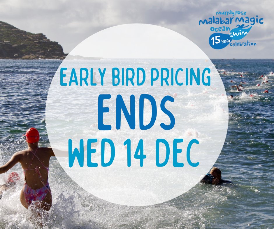 MalabarMagic's tweet photo. Two more weeks of Early Bird prices - don't miss your chance to swim The Magic!
Register now and share the magic of swimming with children with a disability.
https://t.co/sv5i4xH7Ta 
#swimthemagic #oceanswims #oceanfit #sharethemagic #RainbowClubAustralia #malabarmagic #5km https://t.co/qTBCrvIOn9