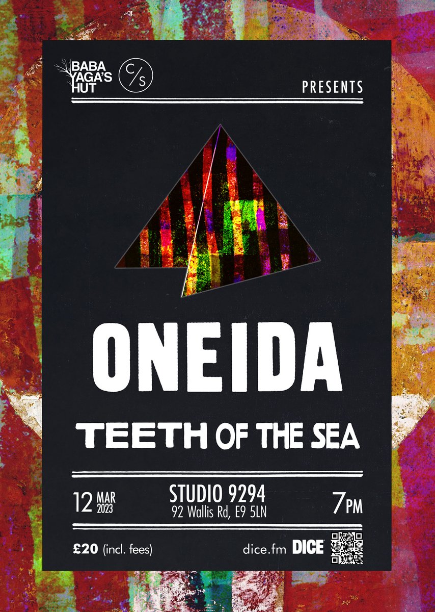 . <a href="/oneida_official/">Oneida</a> will be joined by @TeethoftheSea for their show at <a href="/Studio_9294/">Studio 9294-Arts & Music Venue</a> on March 12th! Will be TOTS first London show in over a year and the first chance to hear the new album played. Working on another killer band to wrap the line-up. 
dice.fm/event/5ab3w-on…