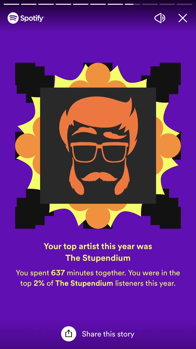 TheMushroomTree's tweet photo. #SpotifyWrapped Turns out I am in the top 2% of the stupendium fans. Thank you Greg for all the fun @TheStupendium https://t.co/dMiWeu4KGv
