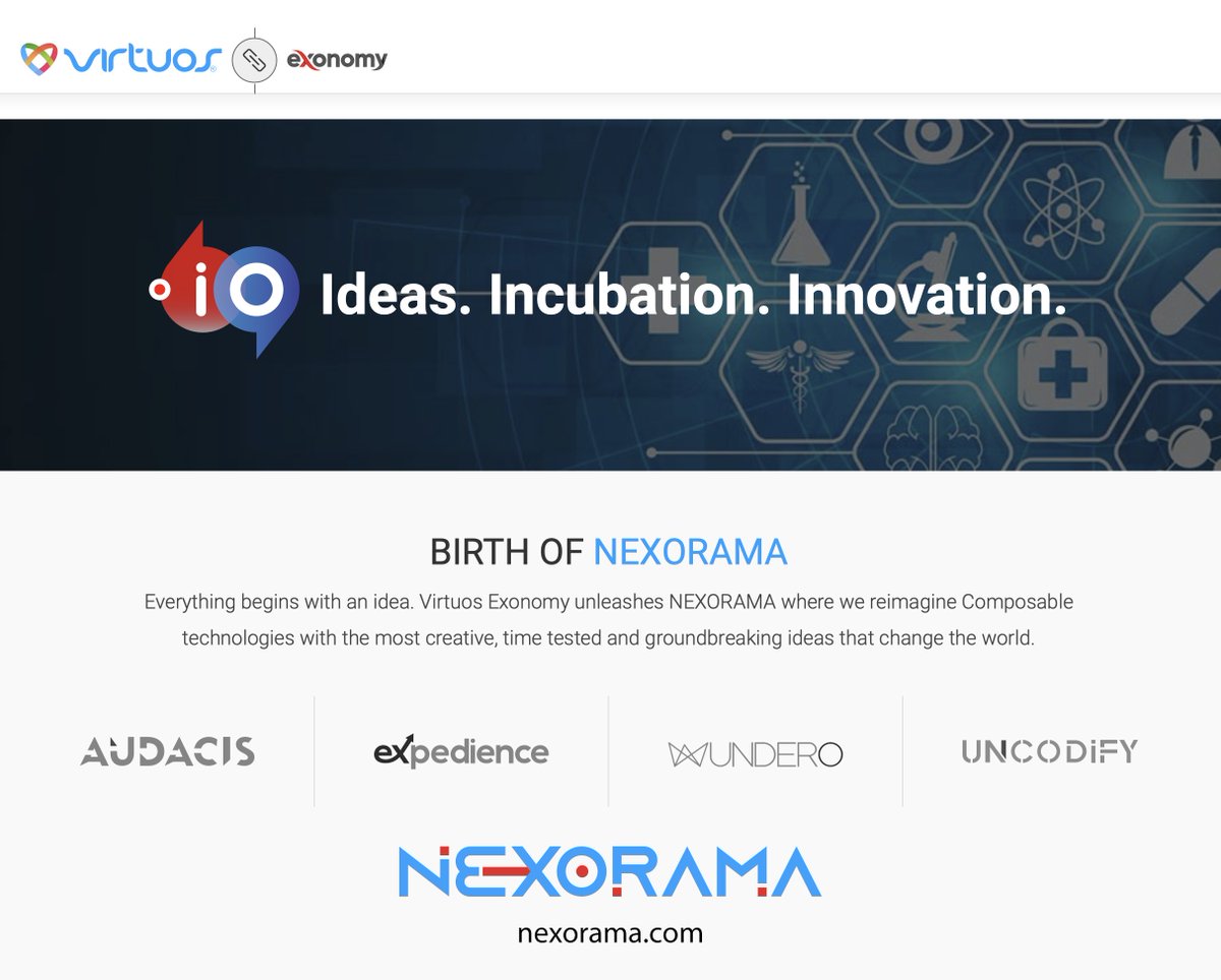 virtuos's tweet photo. Virtuos #Nexorama (part of #Exonomy) is unveiling four Digital Assets in Feb 2023.

#Wundero : All Agile Digital E-Learning for Corporates
#Audacis: The Digital Marketing Service Provider
#Expedience: The Talent Market Platform
#Uncodify: The Composable lowCode NoCode Platform https://t.co/Wqm6aK4M49