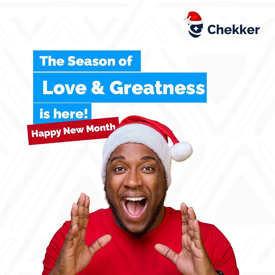 Mychekker's tweet photo. Welcome to the month of love from everyone at Chekker! 🥳🎄
What better way to show love to the ones we love than booking a health test for them? 💙😅
Visit https://t.co/ER1SiOtkYo or send us a DM to book a test today.
#HappyNewMonth #BookATestWithChekker https://t.co/tN1iqtsgWL