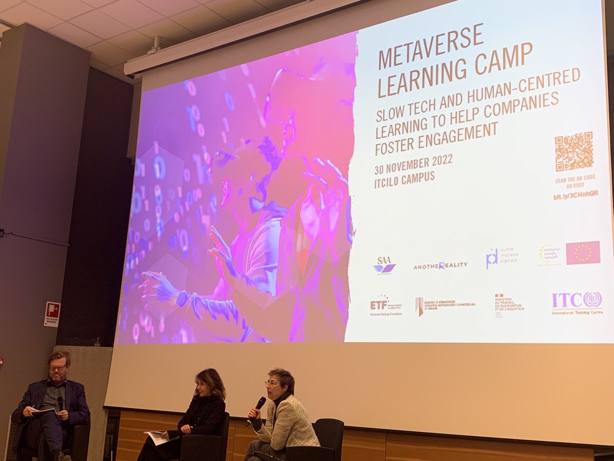 Intervention à Turin à la conférence sur le Metavers organisée par #OIT 
pour présenter notre démarche de « communs numériques » immersifs.
Démocratiser les modules immersifs pour acquérir les gestes professionnels. 
De la petite échelle à la généralisation. #transformation 
#pic