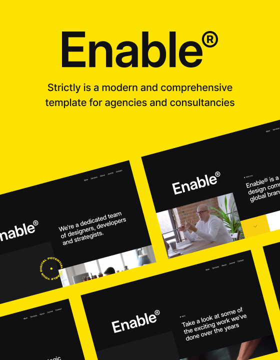FlowSites's tweet photo. Enable is a new Webflow template in the Agency category. It supports Ecommerce and CMS and sells for $49 USD. #webflow #webflowtemplate #flowsites #Agencytemplate https://t.co/GjVAsbM1CW https://t.co/z3orUCoTa8