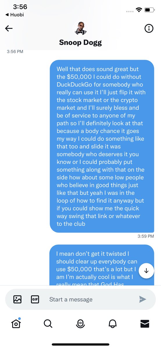 JDigital10's tweet photo. @SnoopDogg someone got Af me trying to be the Dog Father 😅 this guy trots get my name and number to talk or something it didn’t have a blue check or many followers do I dubbed it as fake smh these scammers bro, try hard af dang yo https://t.co/iMCXZ2OGMz