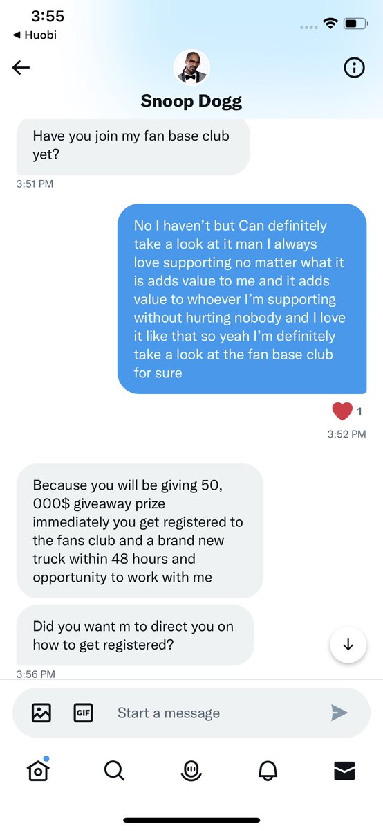 JDigital10's tweet photo. @SnoopDogg someone got Af me trying to be the Dog Father 😅 this guy trots get my name and number to talk or something it didn’t have a blue check or many followers do I dubbed it as fake smh these scammers bro, try hard af dang yo https://t.co/iMCXZ2OGMz