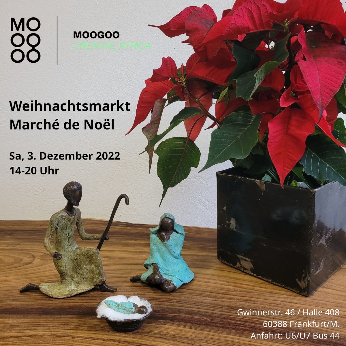 MoogooCreative's tweet photo. Diesen Samstag wird's weihnachtlich in der #Gwinnerstraße. Folgt dem Geruch des Glühweins und besucht uns. 
Es gibt faire und einzigartige Geschenkideen. Und Musik. Und Waffeln.
#Frankfurt #ffm #Weihnachten #Noel #Riederwald #Seckbach https://t.co/STU798eoLd