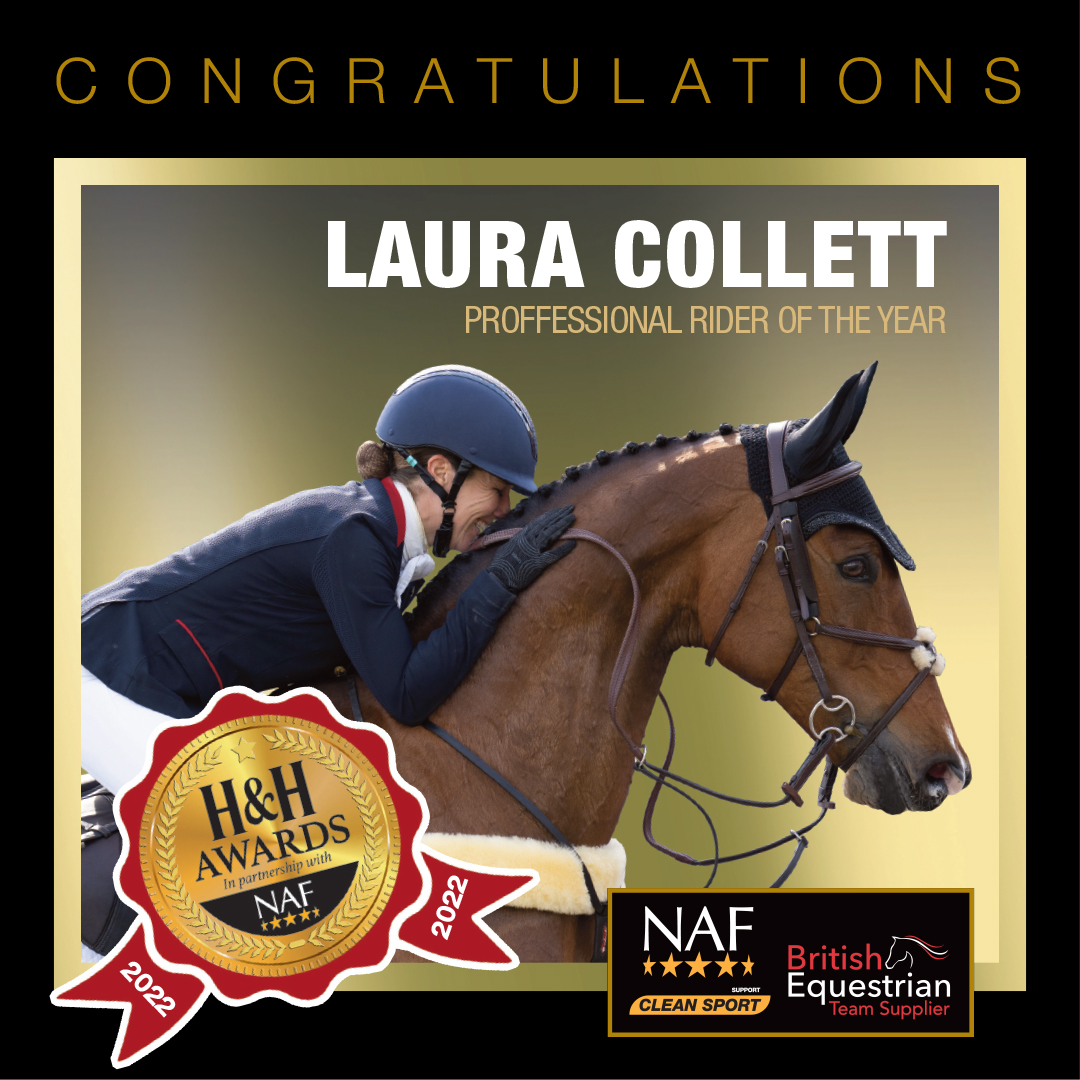 At last night's @horseandhound Awards, #TeamNAF's Laura @CollettEventing took home the accolade of Professional Rider of the Year!! Congratulations Laura, we are delighted for you. #HHAwards