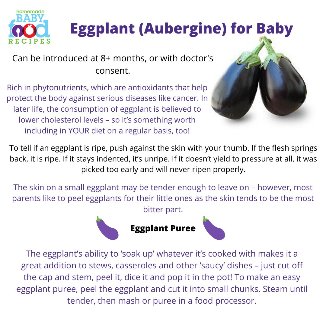 Learn how to prepare eggplants (or aubergines) when cooking for your little one!
homemade-baby-food-recipes.com/eggplant-baby-…
#eggplantrecipes #aubergine  #babyfoodrecipes #babyfood #homemadebabyfood #weaning #weaningideas #startingsolids #firstfoods #babyfirstfood #eggplant