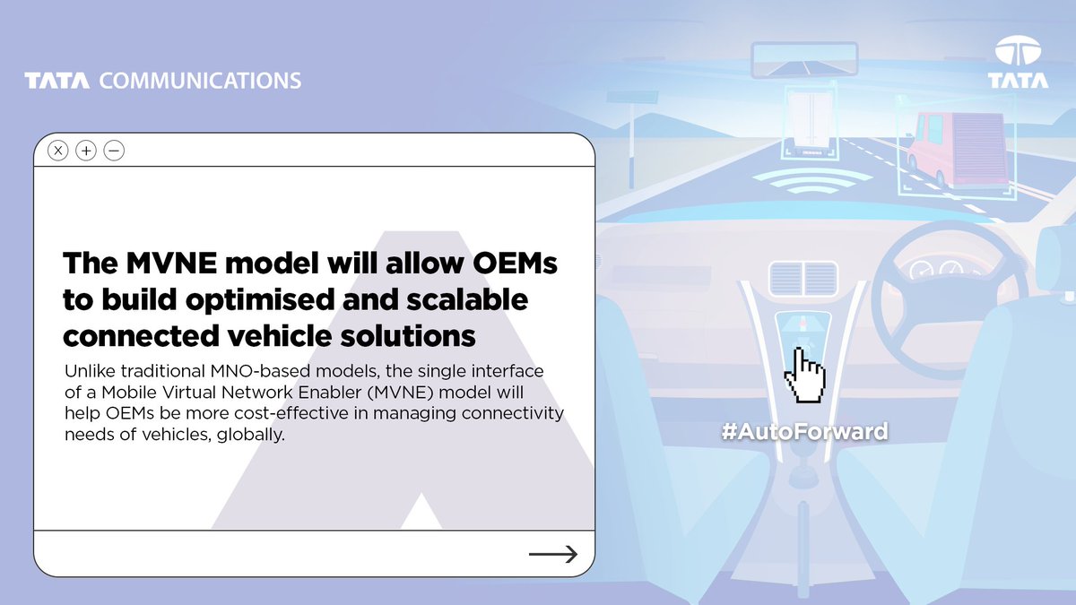 tata_comm's tweet photo. Multi-MNO agreements impede Automotive OEMs from launching innovative and scalable #connected vehicle services. Explore how our MOVE™ Platform leverages an MVNE model to deploy connected services effectively and keep you #AutoForward 🦾, here: https://t.co/SKdApvcycX https://t.co/IUfCugQrq1