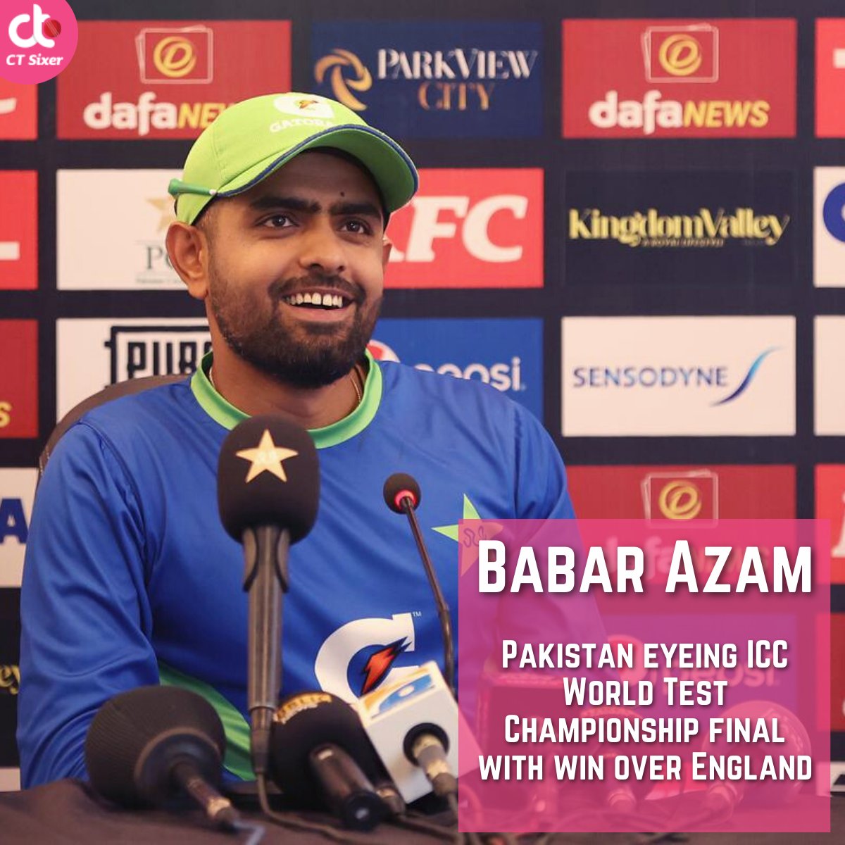 CrypTechSixer's tweet photo. Pakistani Skipper @babarazam258 said his team is aiming for the WTC final. 
#Pakistan #England #ENGvsPAK #England #PakistanCricket #Pakistan #News #Sports #cricketnews #crickettwitter https://t.co/SLjhV8VXDK