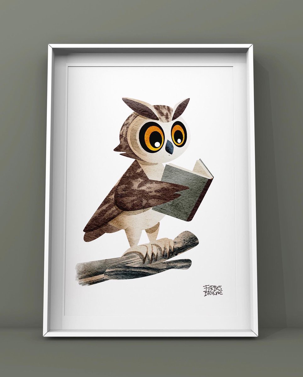 ForbesBrowne's tweet photo. Here’s an owl reading a book (5x7inch).
#owl #illustration #wildlifeart #birdillustration #bookworms #readingforpleasure #picturebookart https://t.co/DhXGVJck55