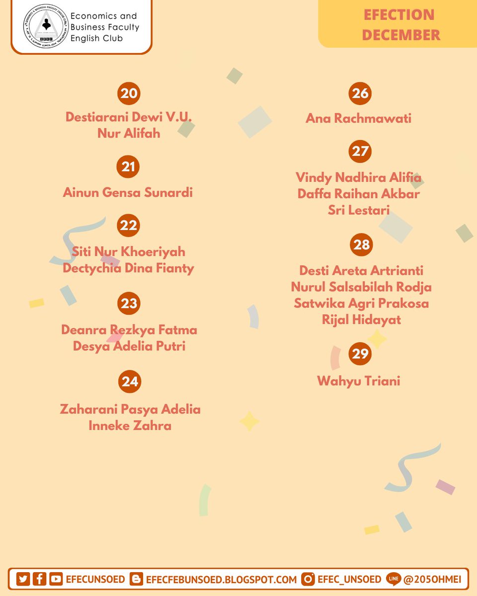 [HAPPY BIRTHDAY EFECTION]

"May each moment meet you with tenderness, filling your heart with endless happiness."

-Strong Down to The Earth, Grow Beyond Expectation-

#efecunsoed
#efecunsoed2022
#efection
#efection2022