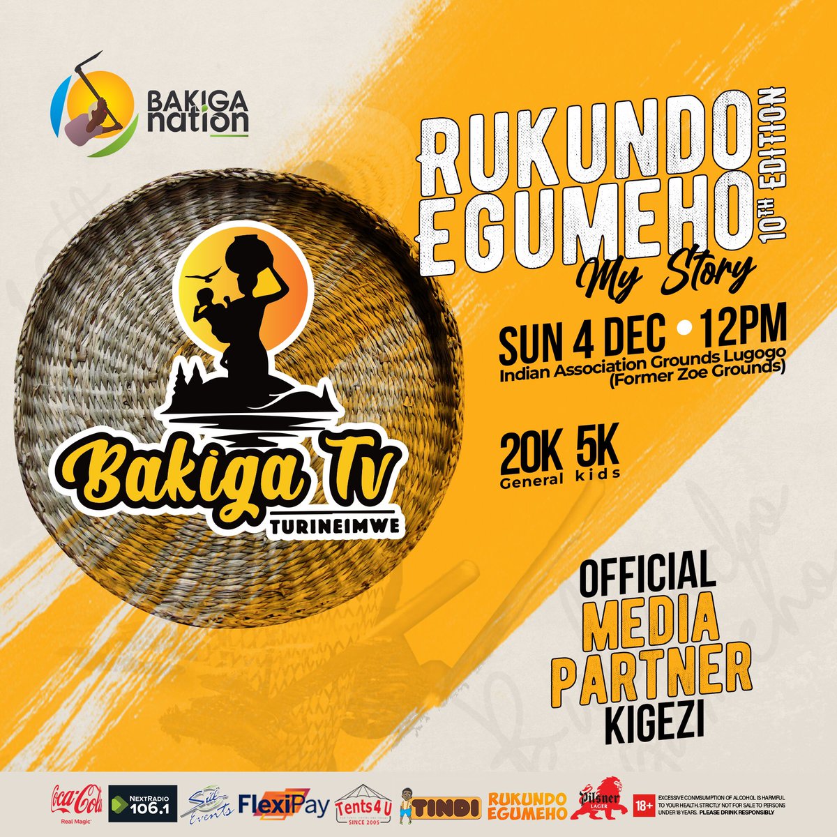 BakigaNation's tweet photo. As we celebrate the #10thEdition of #RukundoEgumeho we are happy to have @bakigatv as our media partner for #Kigezi.
#RukundoEgumehoAt10
#MyStory #OmuganeGwangye
#Sun4thDec #BakigaNation
#CelebrationOfOurCulture https://t.co/yckoKeV1BO