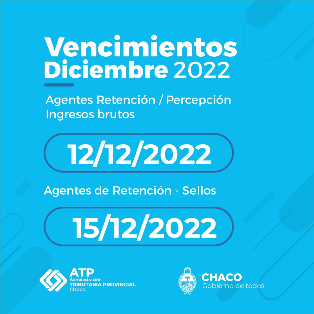 ChacoAtp's tweet photo. 📅 VENCIMIENTOS DEL MES DE DICIEMBRE 
 
Conocé los medios de pago habilitados desde nuestra página web: https://t.co/hkyWgFGB8c 🤳 https://t.co/5ux3LqwWXK