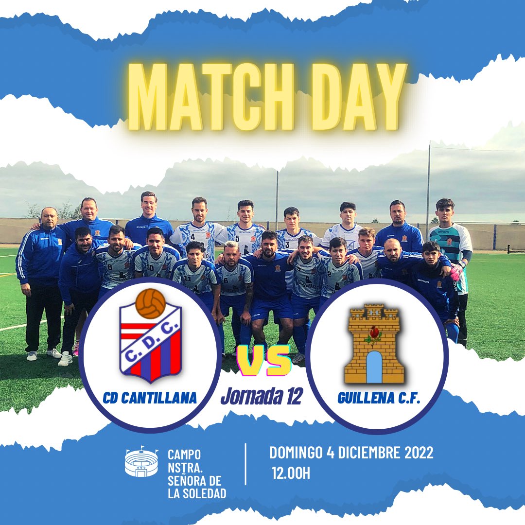 GuillenaCF1969's tweet photo. ⚽️ 𝘿Í𝘼 𝘿𝙀 𝙋𝘼𝙍𝙏𝙄𝘿𝙊 ⚽️

𝗝𝗼𝗿𝗻𝗮𝗱𝗮 1️⃣2️⃣
@CDCantillana 𝘃𝘀 ⚪️🔵 𝗚𝘂𝗶𝗹𝗹𝗲𝗻𝗮 𝗖𝗙 ⚪️🔵
🏟️ 𝗡𝘀𝘁𝗿𝗮. 𝗦𝗲ñ𝗼𝗿𝗮 𝗱𝗲 𝗹𝗮 𝗦𝗼𝗹𝗲𝗱𝗮𝗱
🗓️ 𝗗𝗼𝗺𝗶𝗻𝗴𝗼 𝟰 𝗱𝗲 𝗗𝗶𝗰𝗶𝗲𝗺𝗯𝗿𝗲
🕛 𝟭𝟮.𝟬𝟬𝗵

‼️ 𝗩𝗔𝗠𝗢𝗦 𝗧𝗢𝗗𝗢𝗦 𝗝𝗨𝗡𝗧𝗢𝗦 𝗔 𝗣𝗢𝗥 𝗧𝗢𝗗𝗔𝗦 ‼️ https://t.co/LZzkp2EUT9