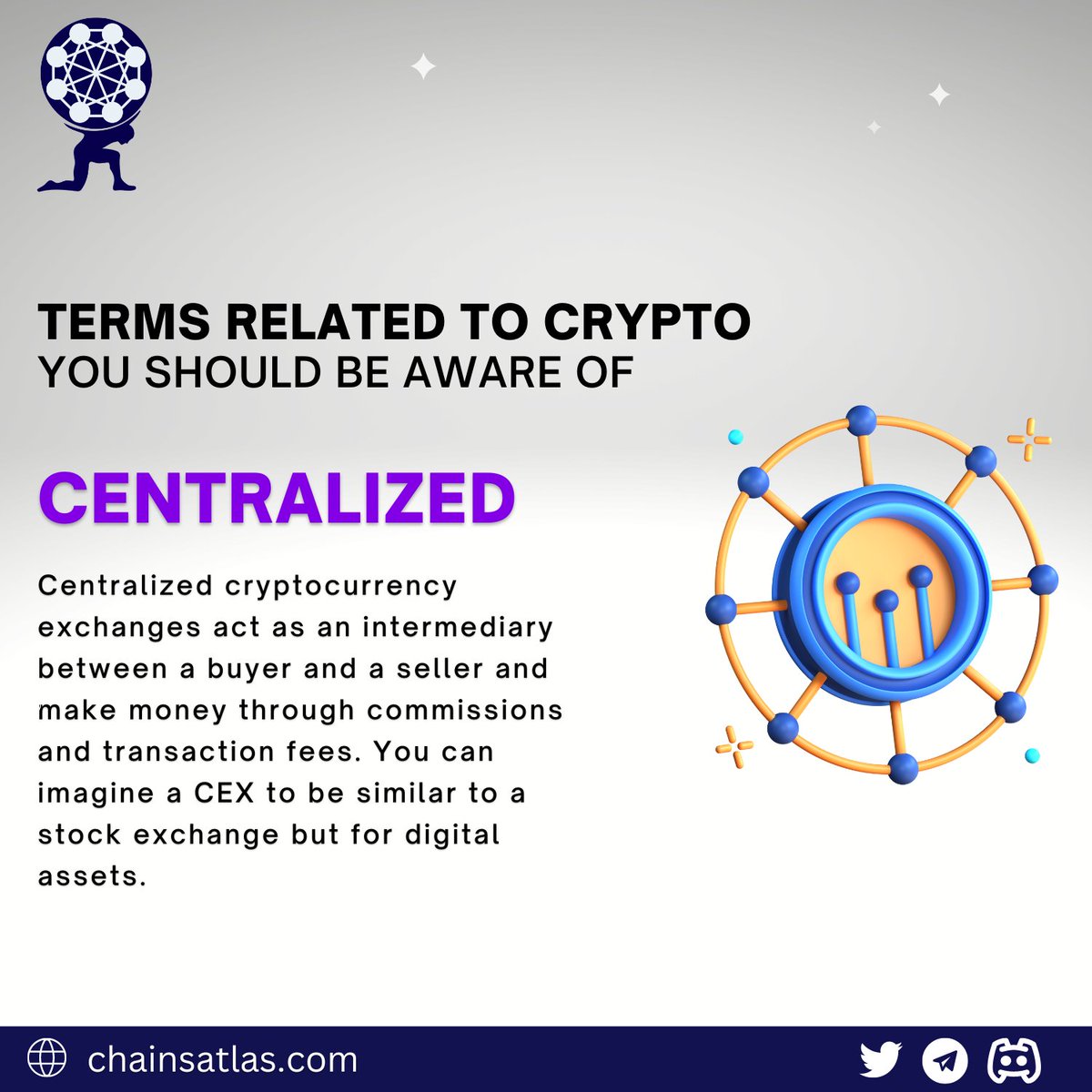 ChainsAtlas's tweet photo. 💡 Terms related to Cypto you should be aware of

⚙️ CENTRALIZED

ℹ️ Centralized cryptocurrency exchanges act as an intermediary between a buyer and a seller and make money through commissions and transaction fees.

#CryptoTerms #Blockchain #decentralized #Cryptocurency https://t.co/OTg4KCuL3O