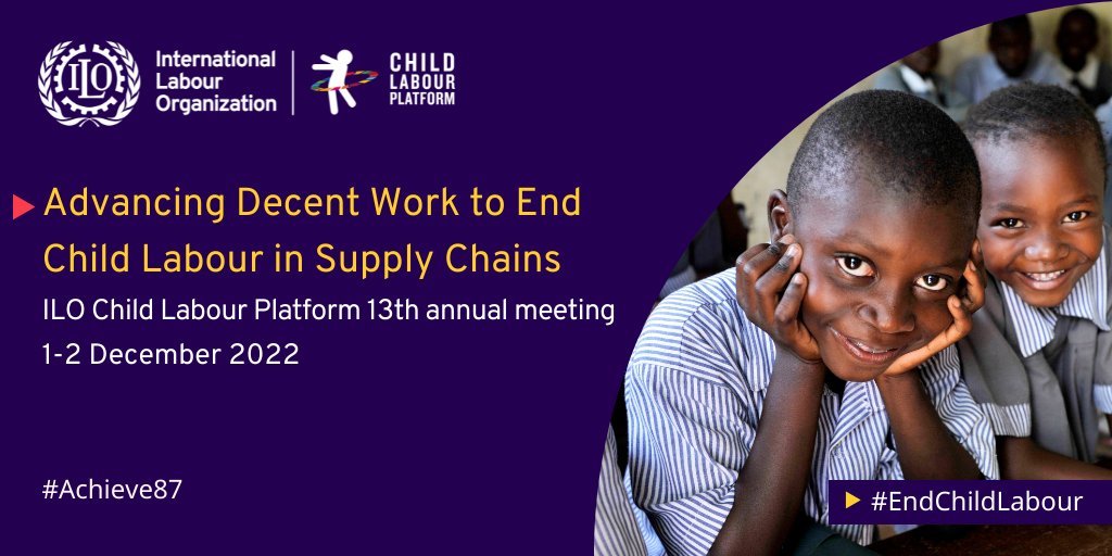 BenafshaD's tweet photo. Child labour is hidden in global supply chains. To #Achieve87 we must propel business action. Today and on December 2, I am participating in the Child Labour Platform Annual Meeting: “Advancing Decent Work to End Child Labour in Supply Chains”. Learn more: https://t.co/Krm48dIp9w https://t.co/v3SxLW4L84