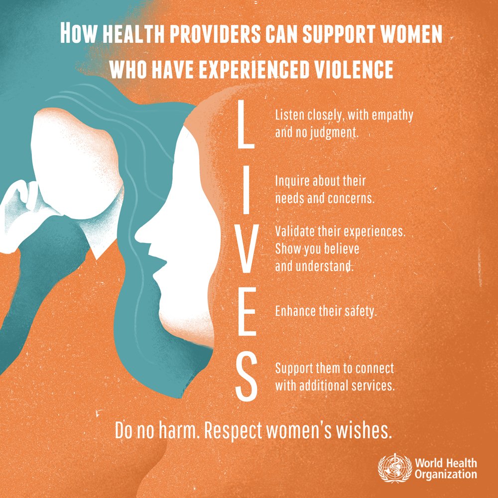 Here's how health providers can support women who have experienced violence ⬇️. 👉bit.ly/3gy8pfq #ENDviolence #16Days