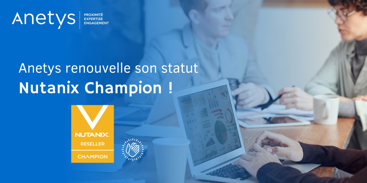 [Actualité] 📢​

<a href="/Anetys_FR/">Anetys_FR</a> renouvelle son statut #NutanixChampion, plus haut niveau de partenariat <a href="/Nutanix/">Nutanix Inc.</a> 🏆

Ce statut souligne le haut niveau d’#expertise de nos experts par leurs nombreuses certifications et les projets innovants menés chez nos clients 👏