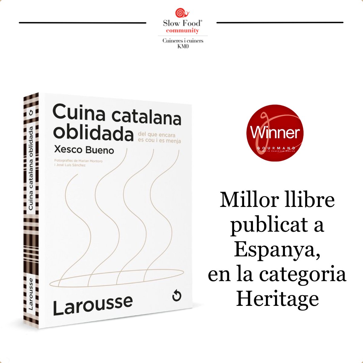 Des de @cuinerskm0 volem felicitar de tot cor al gran @gastromimix i el seu llibre 'Cuina catalana oblidada' que ha estat mereixedor del Premi al millor llibre publicat a Espanya, atorgat pels World Cookbook Awards!! 🏅 #cuinacatalana #km0