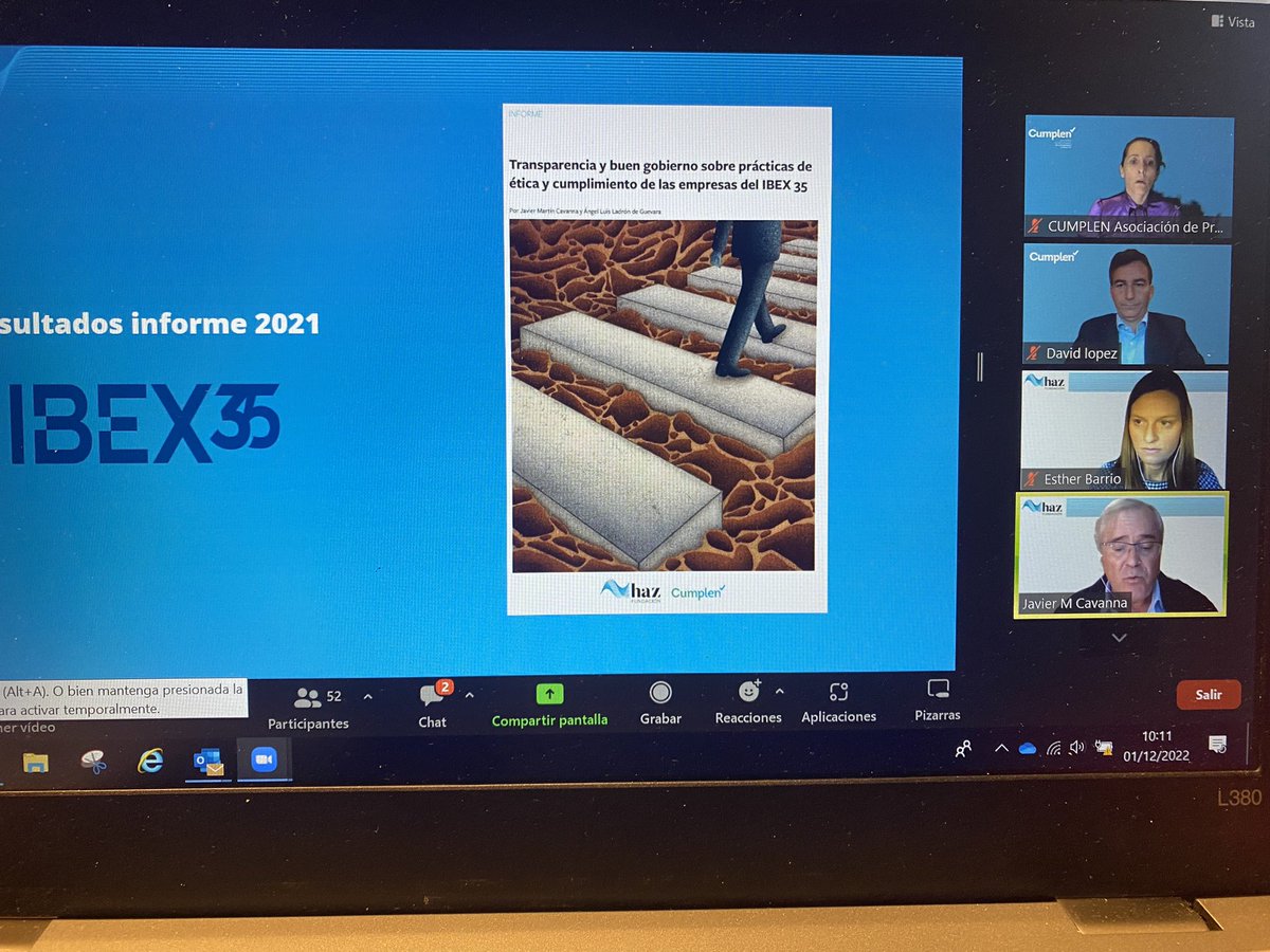 DavidLopezMedin's tweet photo. Comienza la presentación de resultados del informe de #transparencia sobre #ética y #cumplimiento del #IBEX35. #somoscumplen #fundacionhaz https://t.co/2UNQktDt8d