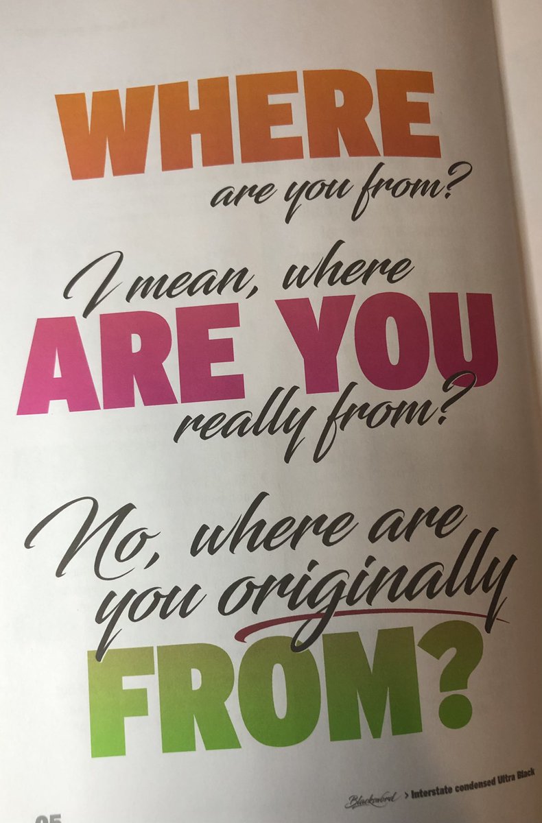 snigskitchen's tweet photo. @chantellelunt This from @SusanCousins6 and @BarryDiamond is perfection... "where are you REALLY from" is a microaggression to let you know you don't belong. https://t.co/UJQdgMHFdb