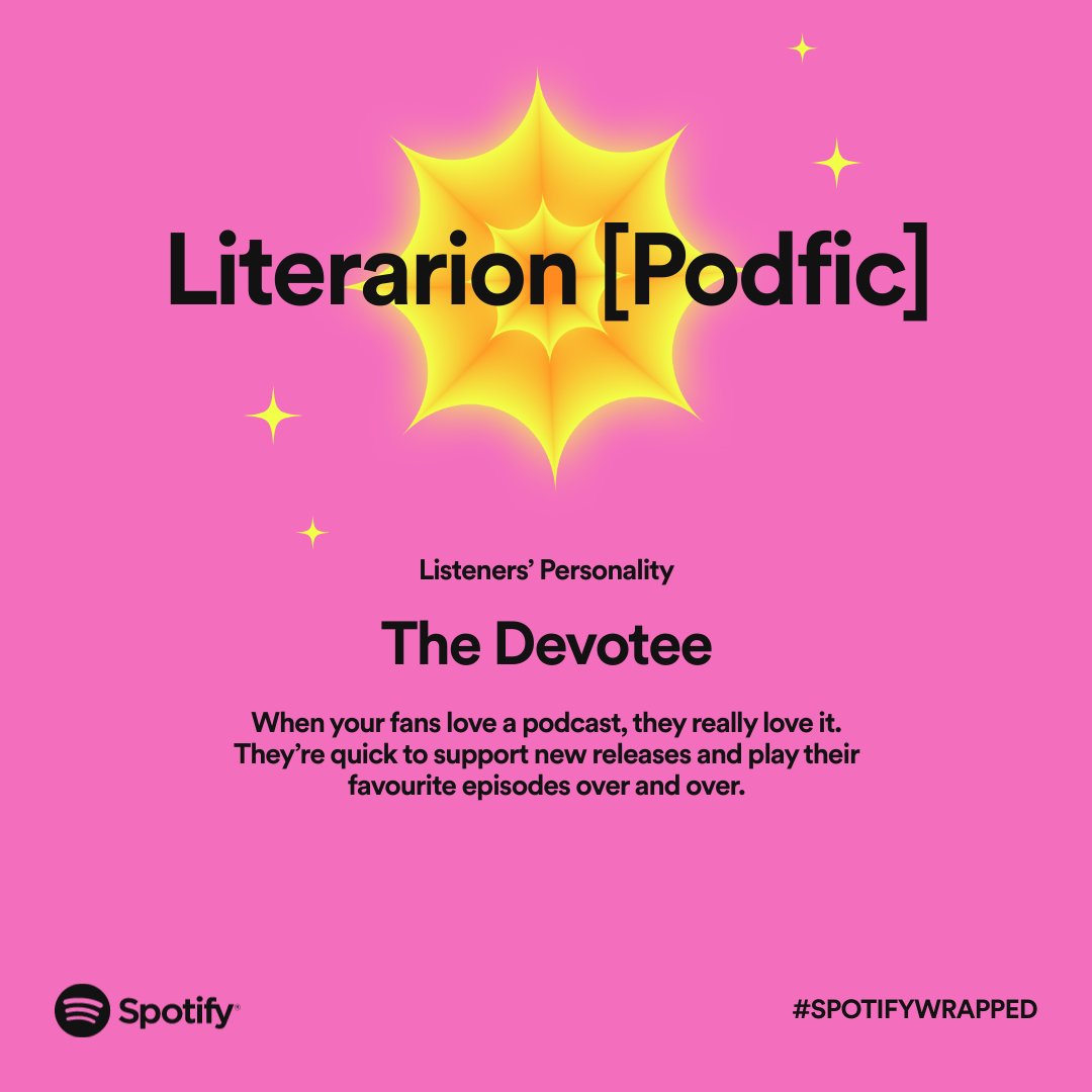 Literarion's tweet photo. My Spotify stats are in. And I am so, so grateful for all of you and your support for this funny little podcast thing I do! ❤️ https://t.co/fMBT27n0FR