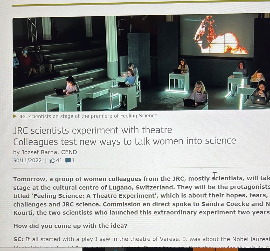 SandraCoecke's tweet photo. Today #theater #LAC #LUGANO about #FeelingScience by #STEM @EU_ScienceHub 8 #women #scientists talking about our #science #dreams #challenges #algorithms #AI #cybersecurity #toxicology #complexsystems #covid19 #Greek #Mythology #war
Be there!! Tickets https://t.co/bz4mMQ3Bzd https://t.co/WC7rC3I3cX