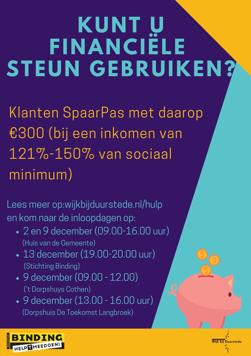 Financiële steun voor de inwoners en ondernemers. Om mensen die buiten de overheidsregelingen vallen én om ondernemers te ondersteunen, komen we met de Klanten SpaarPas van €300,-. Op deze manier steunen we inwoners en ondernemers tegelijkertijd.” bit.ly/3GLFBe7