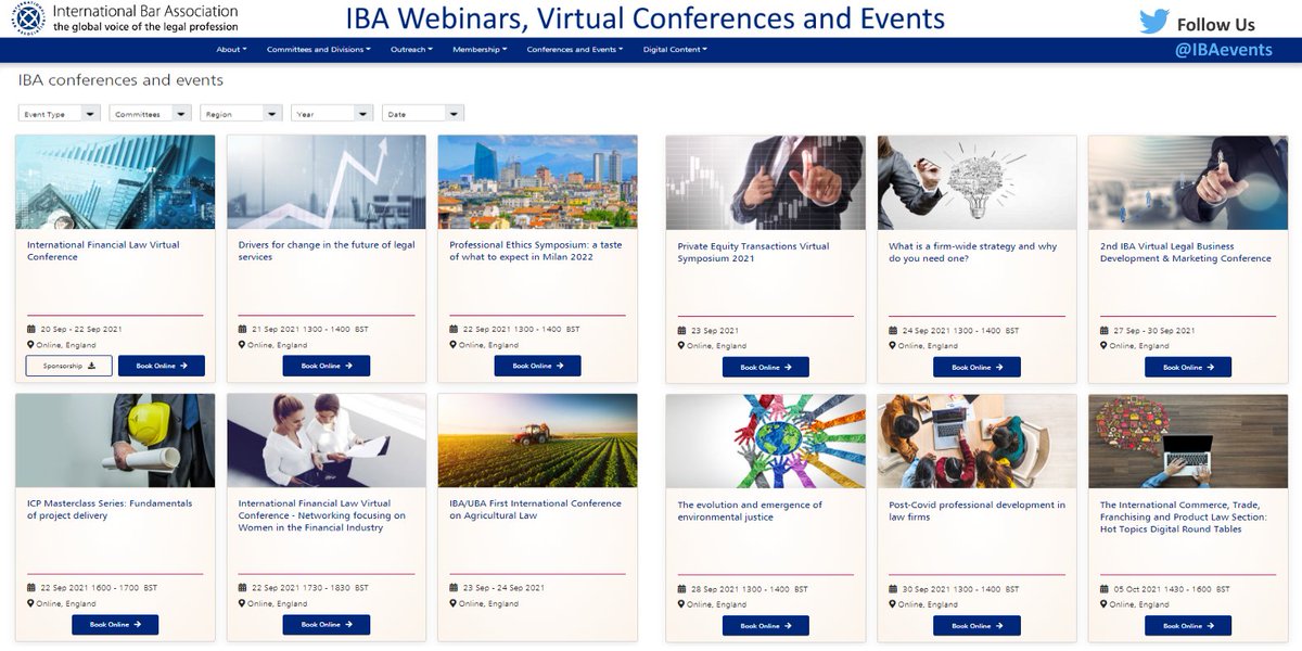 IBAevents's tweet photo. Visit the IBA Events 'Conference diary' page on our website  - The best place to find out more about our 2022 #lawyers webinars, virtual conferences and events! 

🔸 Book your place at one of our events today https://t.co/MvAFPIPun3 #Law https://t.co/YnXbx53Bhf