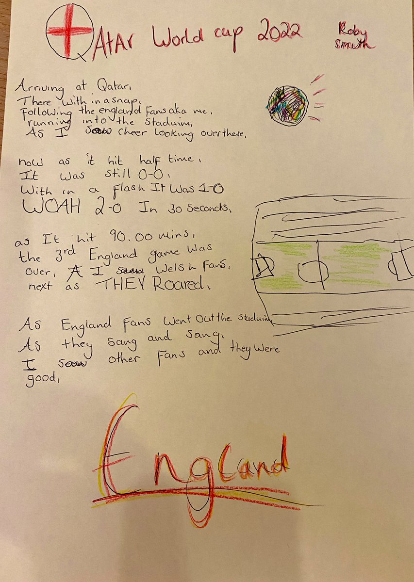 👇Outstanding poem written by our Year 7 poet Roby 🤩 about the #WorldCup2022 <a href="/JackGrealish/">Jack Grealish</a> <a href="/MarcusRashford/">MR14</a> #FIFAWorldCup <a href="/McrWritingSchl/">Manchester Writing School</a> <a href="/Hope_academyeng/">Hope Academy English</a>