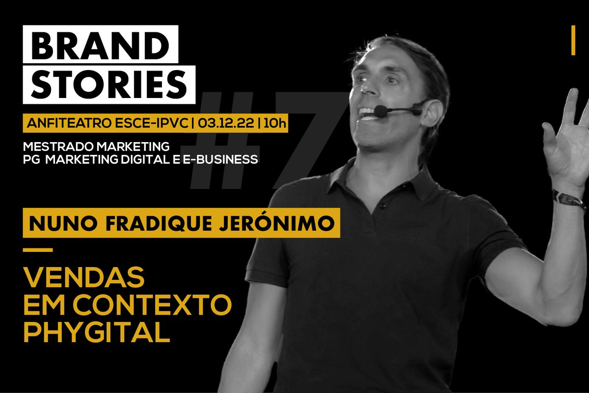 ESCE-IPVC (@esceipvc) on Twitter photo ESCE Brand Stories #7🗣
<a href="/Nmfjeronimo/">Nuno fradique Jerónimo</a> é o orador convidado da próxima edição das ESCE Brand Stories do Mestrado em Marketing e da Pós-Graduação em Marketing Digital e E-Business, no próximo sábado, 3 dezembro, com a talk "Vendas em contexto Phygital"
ESCE-IPVC o teu 🔴 de partida! ESCE Brand Stories #7🗣
<a href="/Nmfjeronimo/">Nuno fradique Jerónimo</a> é o orador convidado da próxima edição das ESCE Brand Stories do Mestrado em Marketing e da Pós-Graduação em Marketing Digital e E-Business, no próximo sábado, 3 dezembro, com a talk "Vendas em contexto Phygital"
ESCE-IPVC o teu 🔴 de partida!