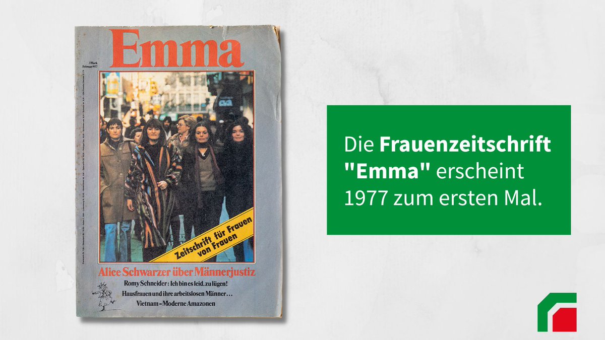 hdg_nrw's tweet photo. Die Frauenzeitschrift "Emma" erscheint 1977 zum ersten Mal. Eine der Herausgeberinnen ist Alice Schwarzer, die #andiesemTag vor 80 Jahren in Wuppertal geboren wird. Die @EMMA_Magazin-Erstausgabe ist übrigens in unserem #MuseumMobil zu sehen, das aktuell in Detmold Station macht. https://t.co/iiBLP0VZq0