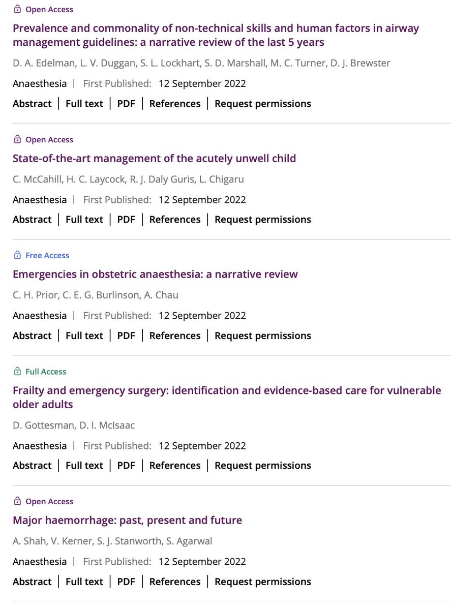 🔐Emergencies in anaesthesia - everything YOU need to know👇 -vasular -risk -spinal cord injury -trauma -human factors -paediatrics -obstetrics -frailty -haemorrhage -....and much much more! 🔗…-publications.onlinelibrary.wiley.com/doi/toc/10.111…