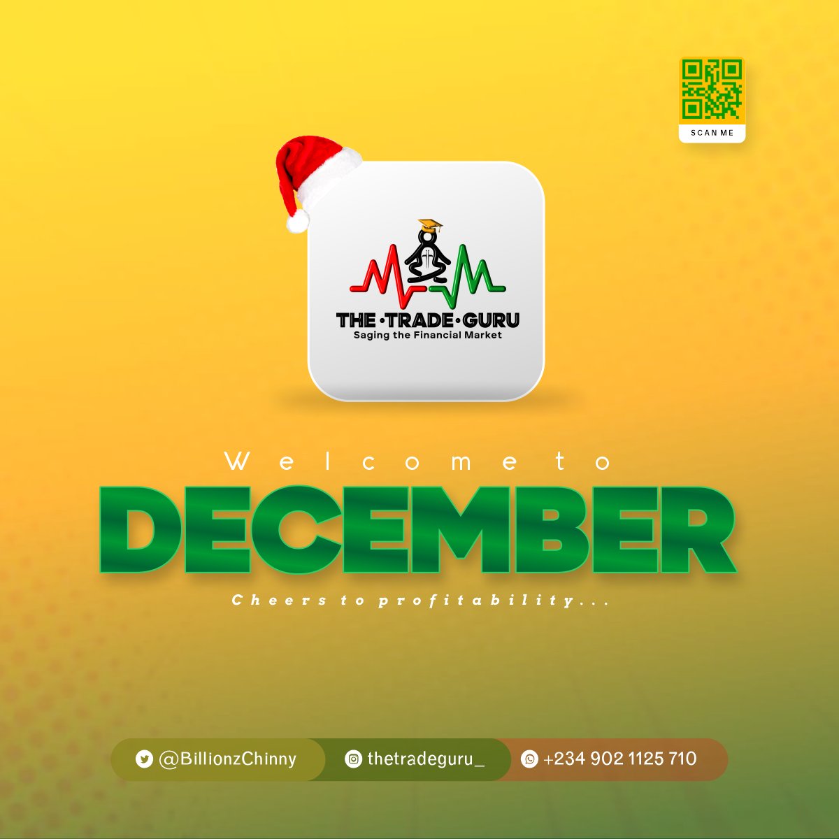 You may have fallen down ten or ten thousand times this year
I want to remind you that #December is not a deadline for your goals..you can still make a household name step by step
Cheers to profitability this month

#TradeguruAcademy #WAGMIARMY #hustlefund #Hexicans #Crypto #DeFi