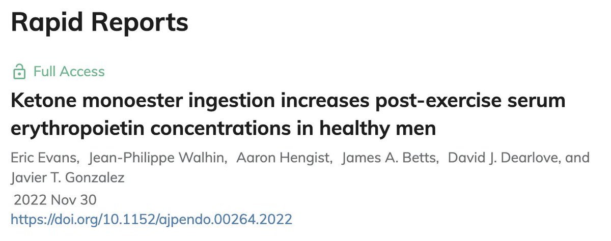 A bit more on this one

Why did we decide to see if ketones ⬆️ EPO?

What did we find?

How do we think they work?
doi.org/10.1152/ajpend…
🧵1/10
#ketones #cycling #nutrition #science
