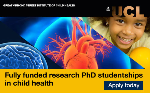 UCL Great Ormond Street Institute of Child Health (@uclchildhealth) on Twitter photo Interested in postgraduate research in child health?
We have fully funded Child Health research PhD studentships available.
Application deadline: 9 January 2023.
Find out more: ucl.ac.uk/child-health/s…
<a href="/UCLPopHealthSci/">UCL Population Health Sciences</a> <a href="/DNP_ICH/">DN ICH</a> <a href="/DBC_ICH/">Developmental Biology & Cancer</a> @GGM_ICH <a href="/ich_ppp/">Population, Policy and Practice Department</a> <a href="/GreatOrmondSt/">Great Ormond Street Hospital for Children</a> Interested in postgraduate research in child health?
We have fully funded Child Health research PhD studentships available.
Application deadline: 9 January 2023.
Find out more: ucl.ac.uk/child-health/s…
<a href="/UCLPopHealthSci/">UCL Population Health Sciences</a> <a href="/DNP_ICH/">DN ICH</a> <a href="/DBC_ICH/">Developmental Biology & Cancer</a> @GGM_ICH <a href="/ich_ppp/">Population, Policy and Practice Department</a> <a href="/GreatOrmondSt/">Great Ormond Street Hospital for Children</a>
