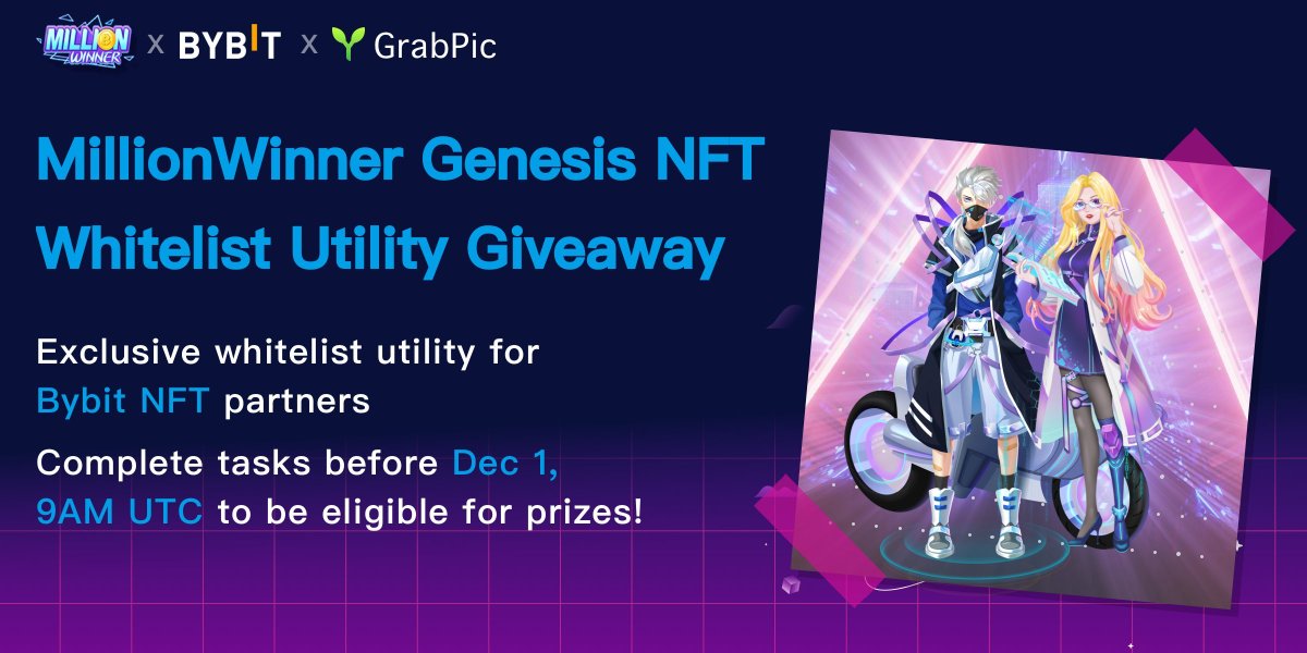 YAMmediallc's tweet photo. 👏🏻#MillionWinner x  
@Bybit_NFT

 200 whitelists utility #Giveaway 

How to Enter:
👉Complete Gleam tasks: https://t.co/fhrXHcdetP
❤️ LIKE + RT 

🔥Stay tund to the upcoming whitelist sale on Bybit: https://t.co/fhrXHcdetP https://t.co/77MMv4WuwJ