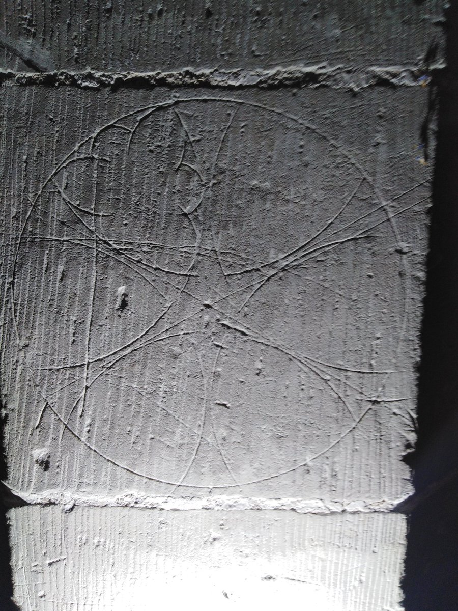 mjc_associates's tweet photo. The early graffiti at Flamstead is special for so many reasons, and includes this rather lovely architectural design. A bit of an enigma. https://t.co/8eJ8lsO7LB