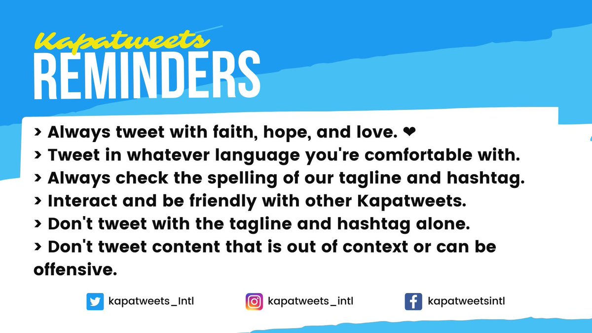 Kapatweets_Intl's tweet photo. Be mindful of these tweeting tips and reminders, Kapatweets!

Happy tweeting po!😊

The Right Way to Pray
#PureDoctrinesOfChrist https://t.co/O52RHkyssH